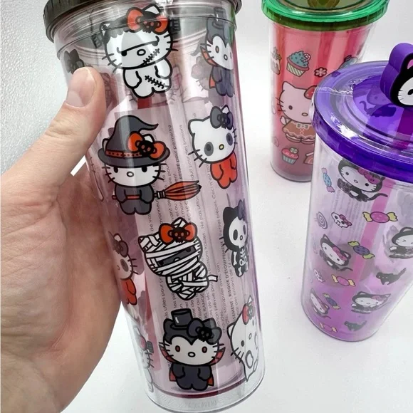 LOT OF 5 Hello Kitty Tumbler Cups New Gift Christmas Halloween Sanrio Cartoon - Picture 6 of 12